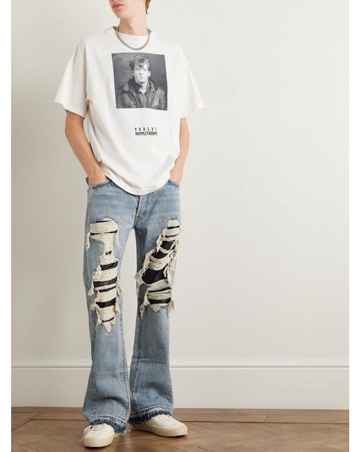 SAINT Mxxxxxx White Robert Mapplethorpe Printed Cotton-Jersey T-Shirt for men