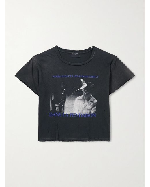 Enfants Riches Deprimes Blue Dans Le Pendaison Cropped Printed Cotton-Jersey T-Shirt for men