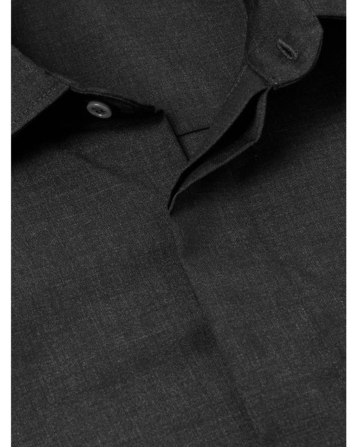 Saman Amel Black Wool Overshirt for men