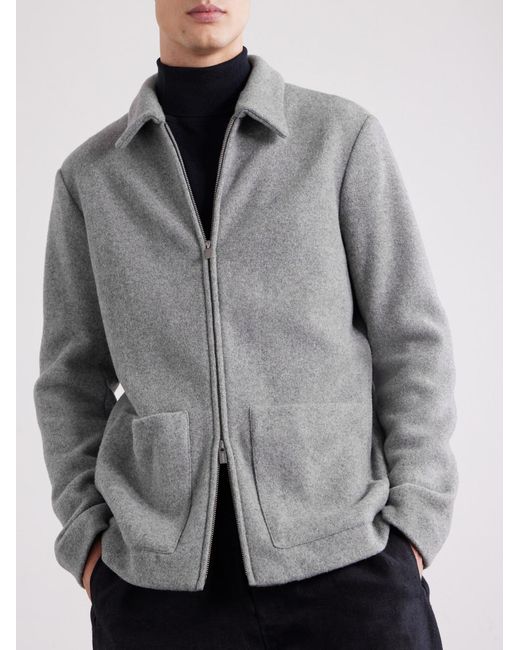 Barena Gray Cotton-Blend Felt Overshirt for men