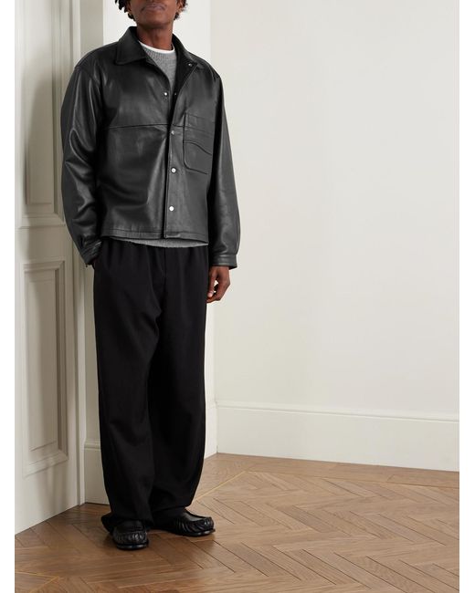 STÒFFA Black Wave Leather Jacket for men
