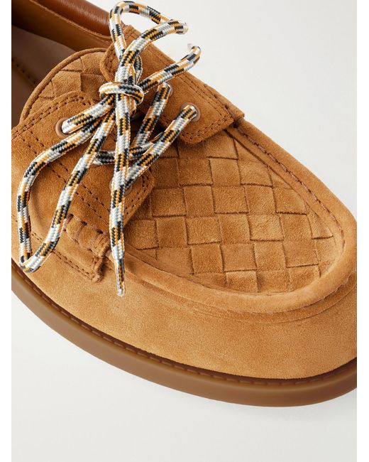 Bottega Veneta Brown Fregat Leather-trimmed Suede Loafers for men