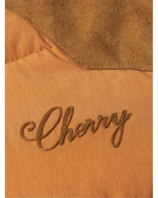 CHERRY LA Orange Convertible Suede-trimmed Logo-embroidered Quilted Nylon Jacket for men