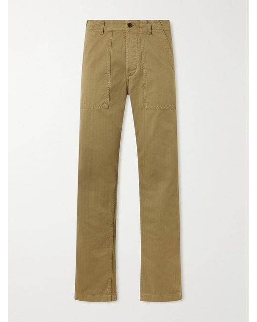 Fortela Natural Newfatigue Straight-Leg Cotton-Herringbone Trousers for men