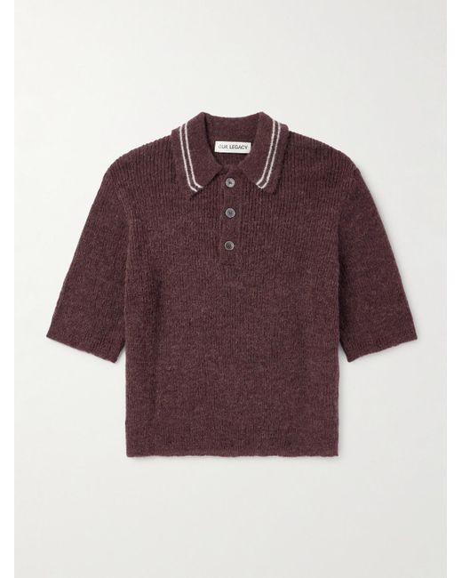 Our Legacy Red Striped Alpaca-blend Polo Shirt for men