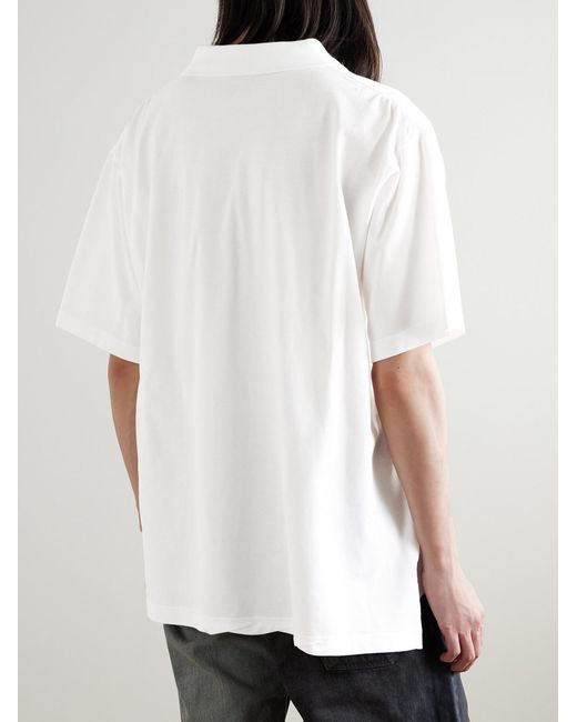 Balenciaga White Logo-Embroidered Cotton-Piqué Polo Shirt for men
