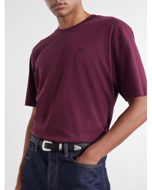 NN07 Purple Adam 3209 Logo-Embroidered Pima Cotton-Jersey T-Shirt for men