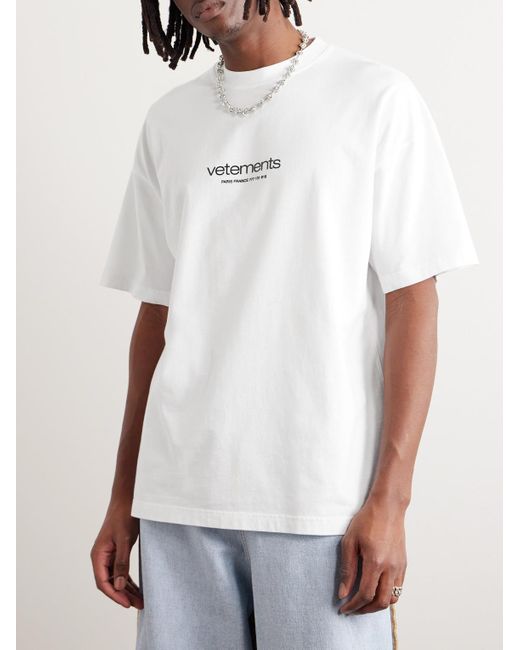 Vetements White Logo-appliquéd Cotton-jersey T-shirt for men