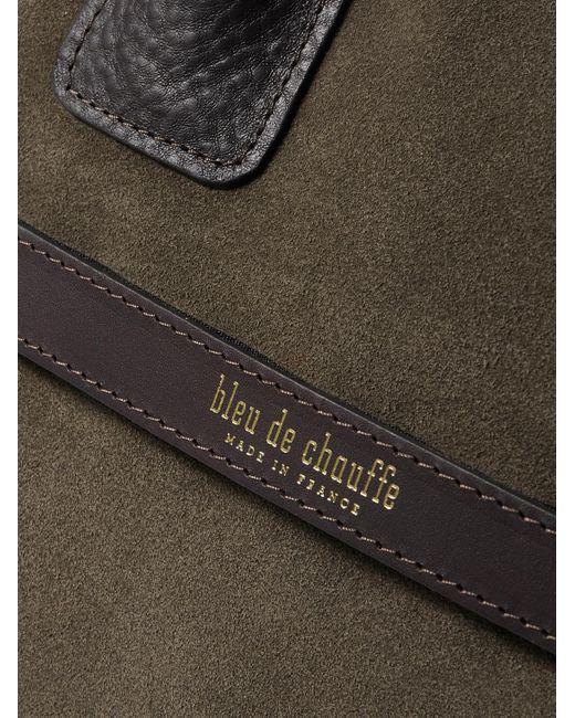 Bleu De Chauffe Black Report Leather-trimmed Suede Briefcase for men