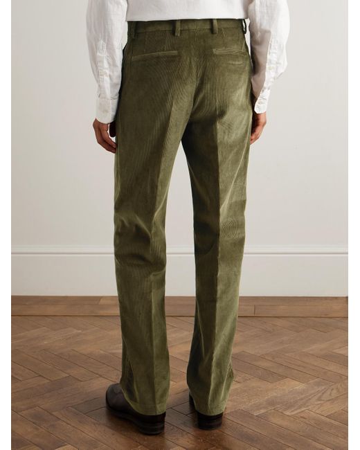 James Purdey & Sons Green Straight-Leg Cotton-Corduroy Trousers for men