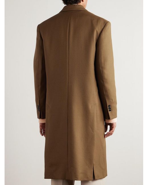 AMI Natural Double-Breasted Wool-Gabardine Coat for men