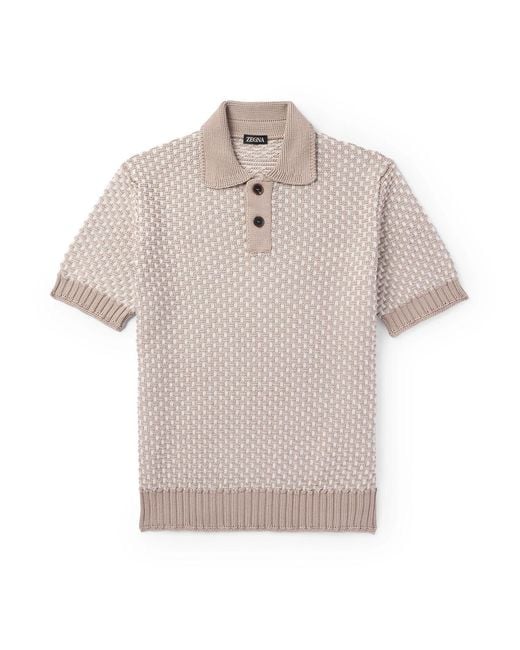 Zegna Natural Silk, Cotton And Linen-Blend Polo Shirt for men
