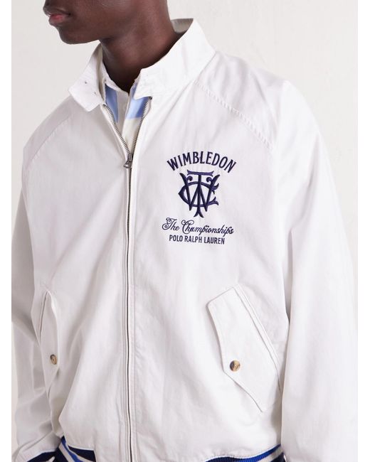 Polo Ralph Lauren White Wimbledon Logo-Embroidered Striped Cotton Blouson Jacket for men