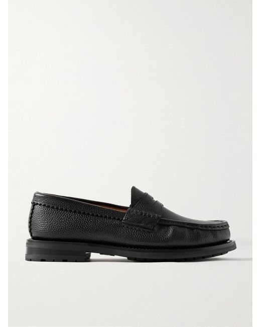 Yuketen Black Rob's Pebble-Grain Leather Penny Loafers for men