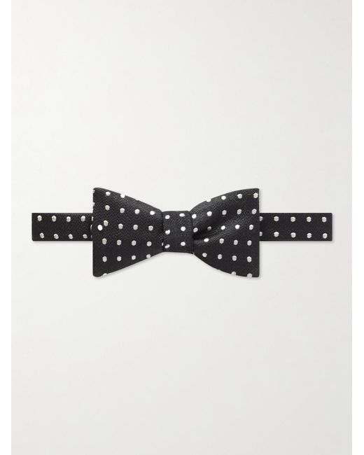 Favourbrook Black Pickwick Polka-dot Silk Bow Tie for men