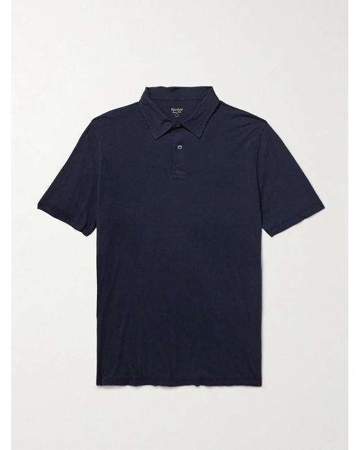 Hartford Blue Garment-dyed Cotton-jersey Polo Shirt for men