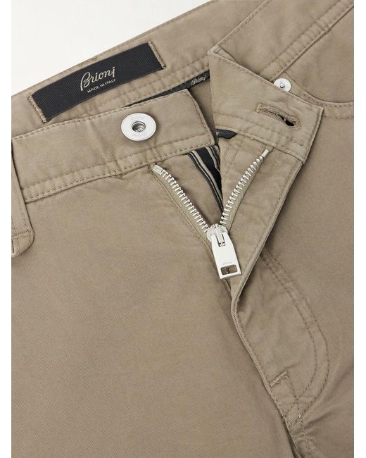 Brioni Natural Meribel Straight-Leg Cotton-Blend Trousers for men