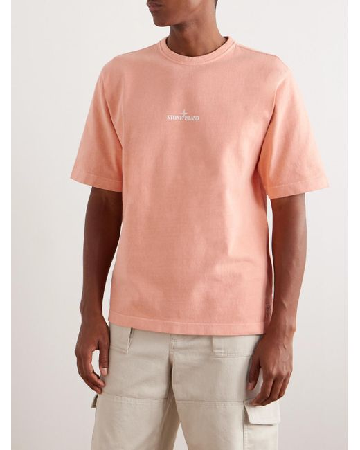 Stone Island Pink Logo-print Cotton-jersey T-shirt for men