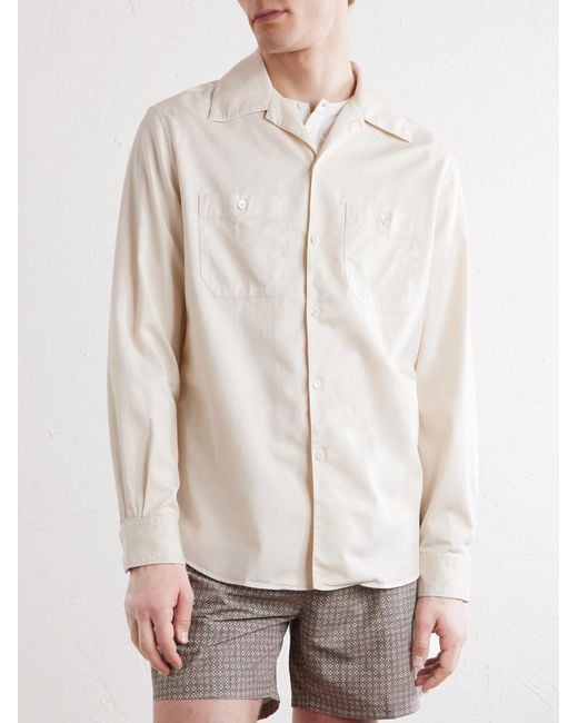 Brunello Cucinelli Natural Cotton-Poplin Shirt for men