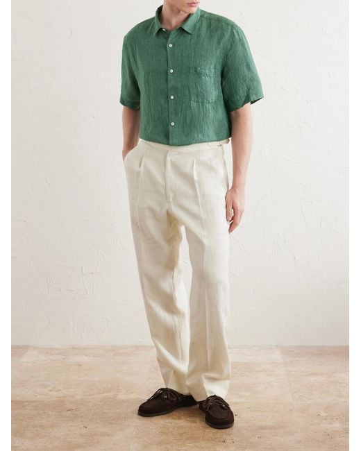 Sunspel Green Linen Shirt for men