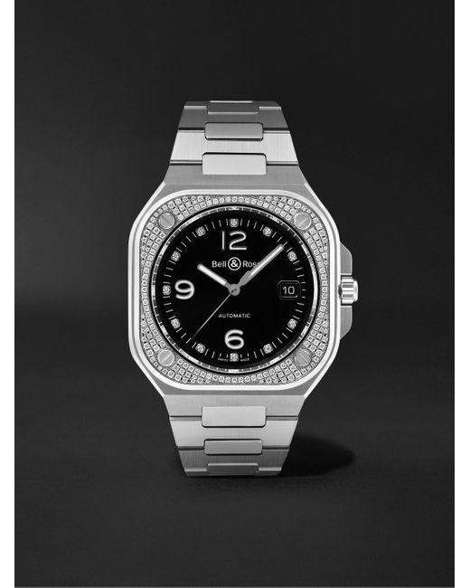 Bell & Ross Black Br 05 Automatic Stainless Steel And Diamond Watch, Ref. Br05A-Bl-Stfld/Sst for men