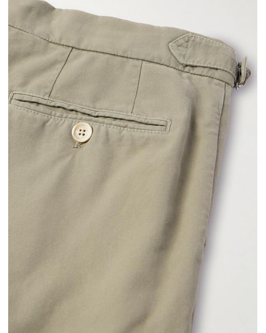Brunello Cucinelli Gerade geschnittene Shorts aus Baumwoll-Twill mit Falten in Stückfärbung in Natural für Herren