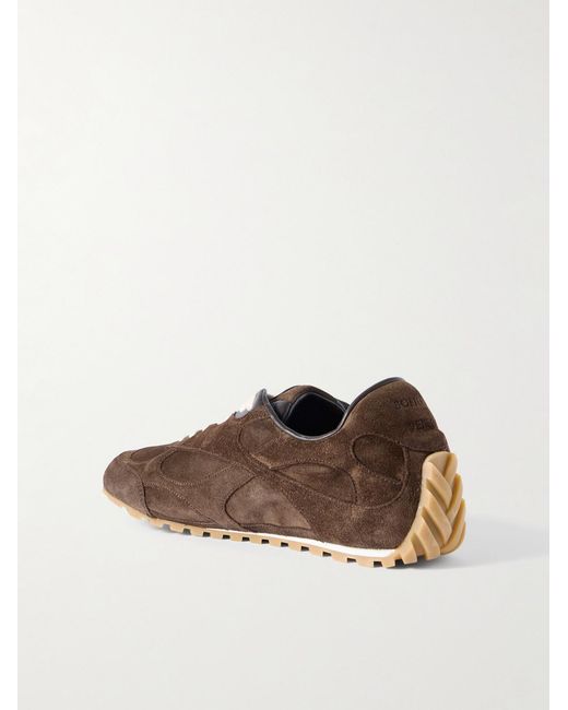 Bottega Veneta Brown Orbit Flash Leather-Trimmed Suede Sneakers for men