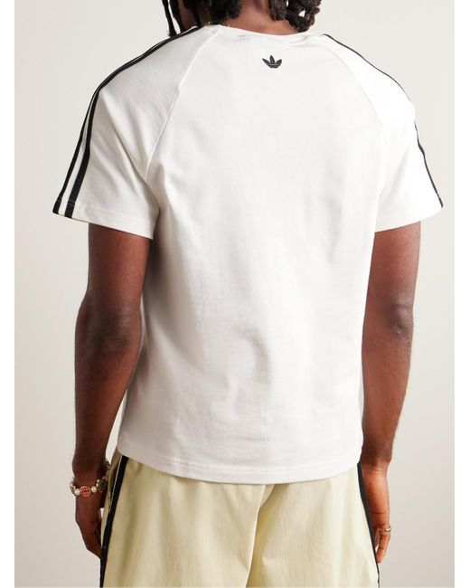 Adidas Originals Natural Wales Bonner Webbing-trimmed Organic Cotton-jersey T-shirt for men