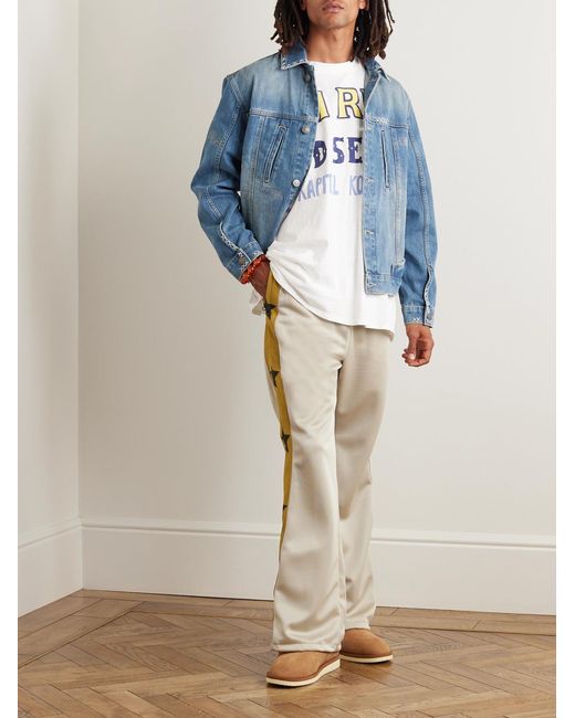 MANAAKI Blue Hemi Embroidered Denim Trucker Jacket for men