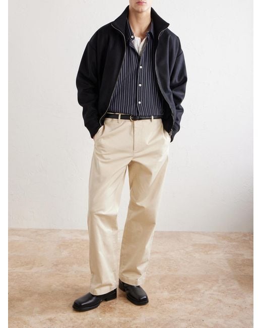Barena Natural Wide-Leg Cotton-Blend Gabardine Trousers for men
