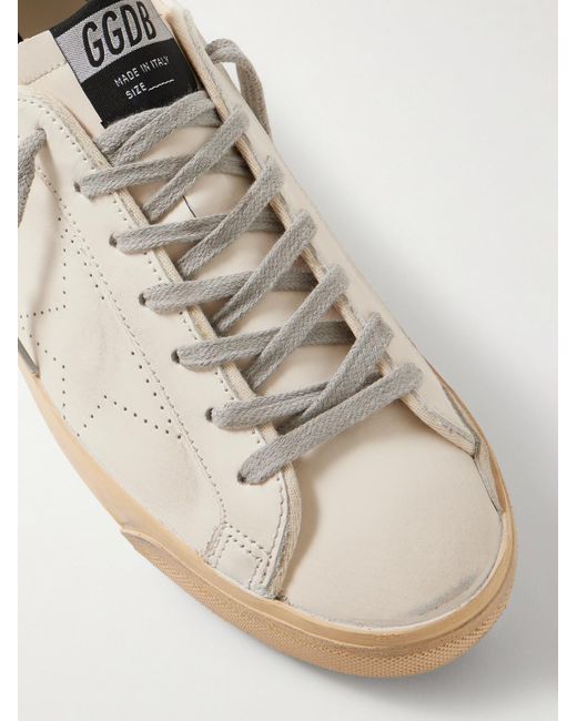 Golden Goose Deluxe Brand White Superstar Suede-trimmed Distressed Leather Sneakers for men