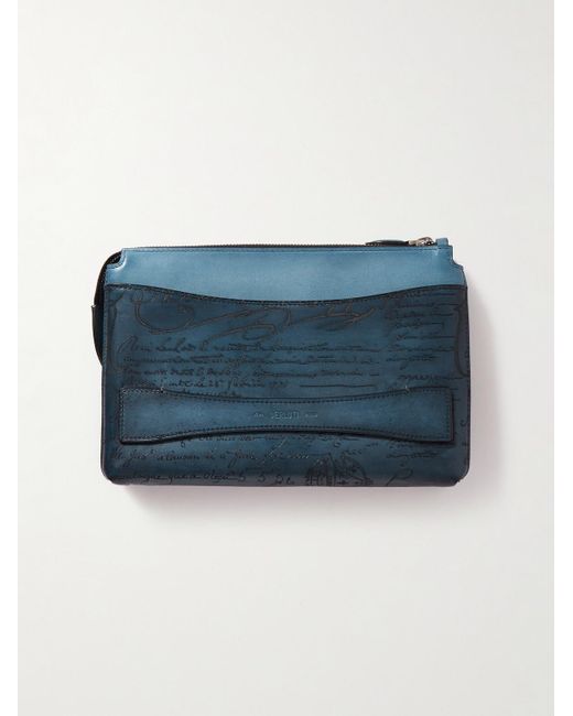 Berluti Blue Neo Venezia Scritto Leather Wallet for men
