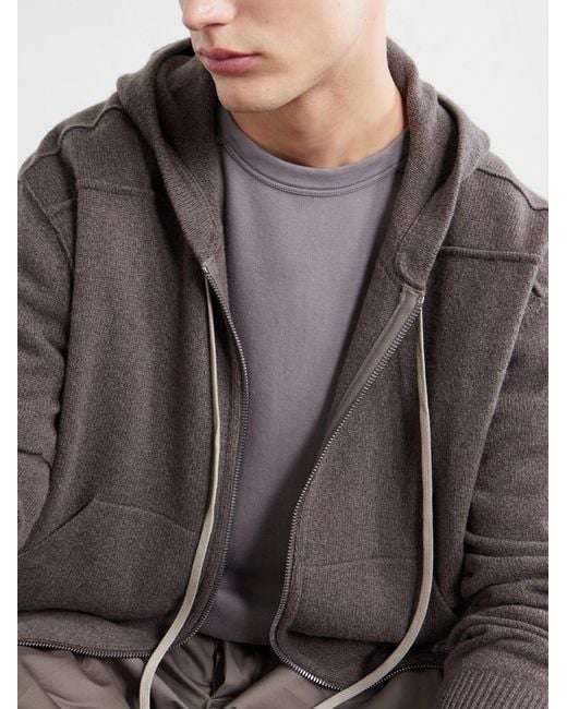 Rick Owens Gray Cashmere And Wool-Blend Zip-Up Hoodie for men