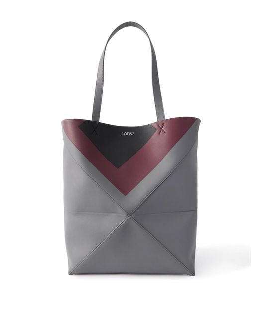 Loewe Gray Albers Puzzle Fold Xl Panelled Leather Tote Bag for men