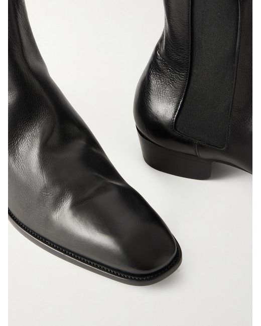 Saint Laurent Black Stanton Leather Chelsea Boots for men