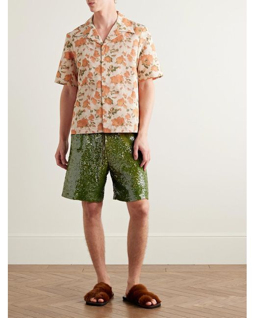 Séfr Orange Pino Floral-print Woven Shirt for men
