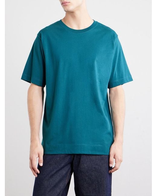 Dries Van Noten Blue Hertz Cotton-Jersey T-Shirt for men