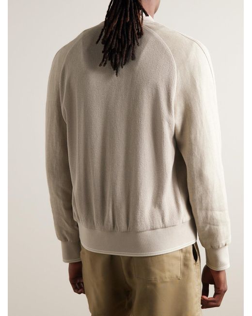 Loro Piana Natural Herringbone And Waffle-knit Linen Bomber Jacket for men