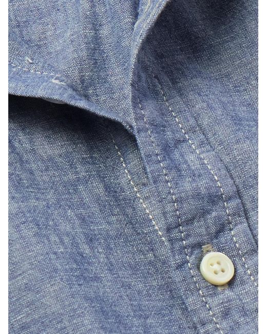 Alex Mill Blue Button-Down Collar Linen And Cotton-Blend Chambray Shirt for men
