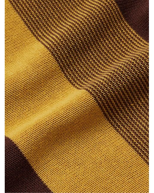 Beams Plus Pullover aus Jacquard-Strick mit Streifen und Polokragen in Brown für Herren