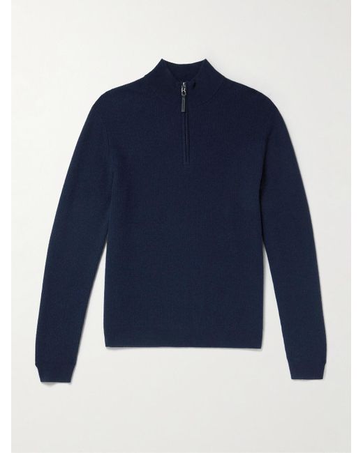 Bogner Blue Derek-1 Virgin Wool And Cashmere-blend Half-zip Ski Midlayer for men