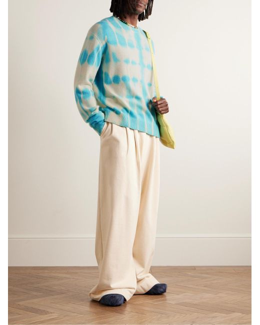 The Elder Statesman Blue Tie-dyed Cashmere Sweater for men