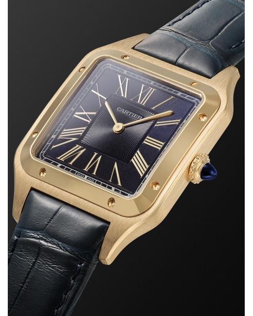 Cartier Blue Santos-Dumont Large 43.5Mm 18-Karat And Alligator Watch, Ref. No. Wgsa0115 for men