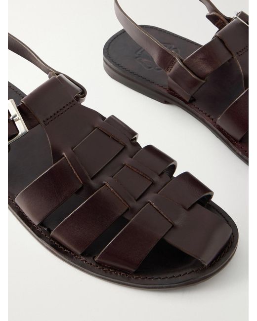 GRENSON Brown Quinton Leather Fisherman Sandals for men