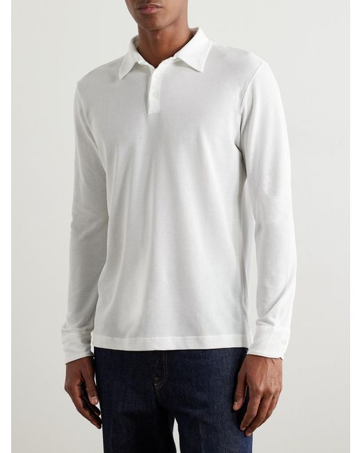 Slowear White Zanone Slim-Fit Cotton-Piqué Polo Shirt for men
