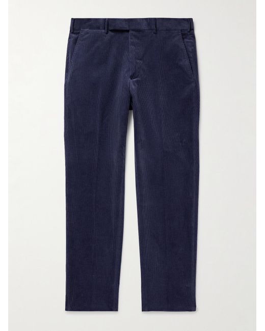 Zegna Blue Slim-Fit Tapered Cotton And Cashmere-Blend Corduroy Suit Trousers for men