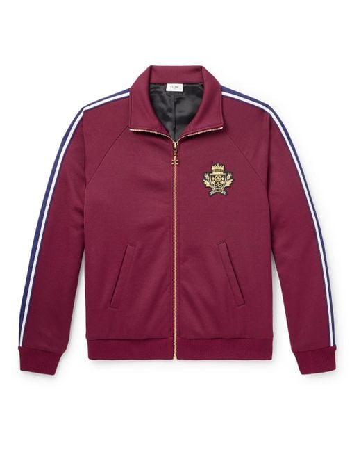 Céline Red Logo-Appliquéd Striped Jersey Track Jacket for men