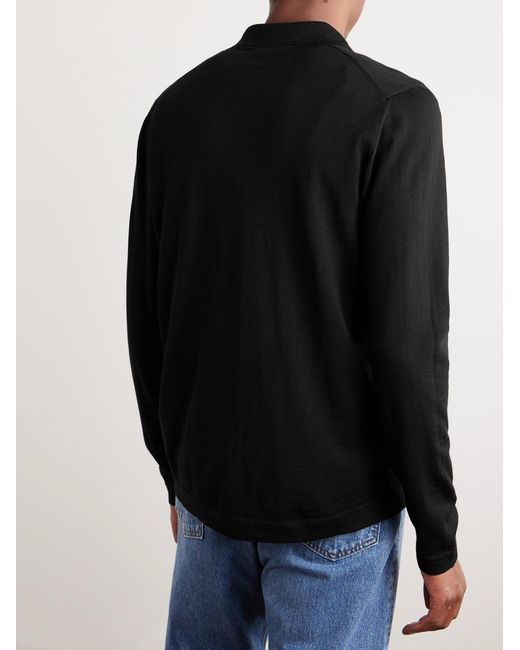 Mr P. Black Frank Merino Wool Cardigan for men