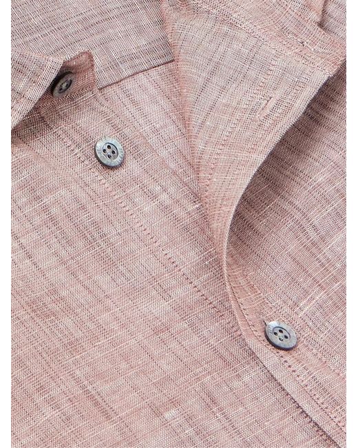 Zimmerli of Switzerland Pink Cutaway-Collar Linen And Cotton-Blend Shirt for men