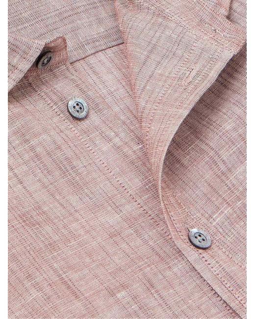 Camicia in misto lino e cotone con collo alla francese di Zimmerli of Switzerland in Pink da Uomo